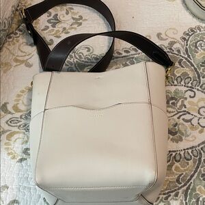 Elegant Cream and Brown Shoulder Bag